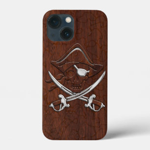 Nautisch mahogany Pirate Skull Steel iPhone 13 Mini Hoesje