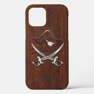 Nautisch mahogany Pirate Skull Steel iPhone 12 Hoesje
