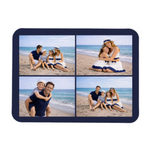 Nautisch marineblauwe gepersonaliseerde familiefot magneet