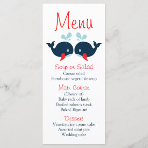 Nautisch menu Marine Blauwe Rode Walvissen Strandb