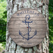 Nautisch Monogram Anker Beige Hout Dartbord