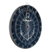 Nautisch Monogram Anker Marine Blauw Hout Dartbord (Voorkant Links)