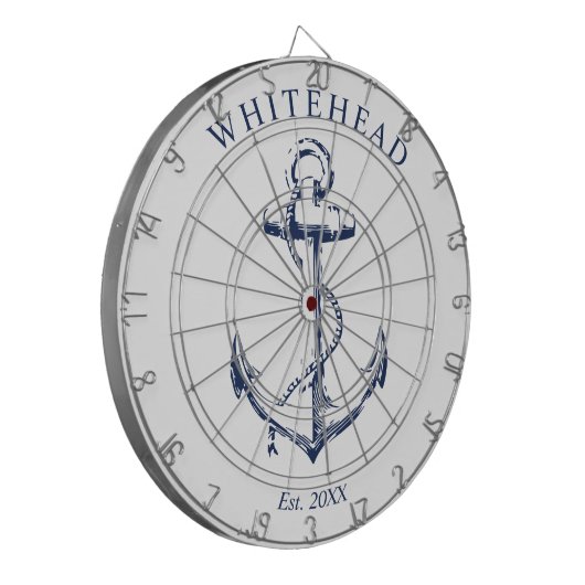 Nautisch Monogram Anker Wit Dartbord (Voorkant Links)