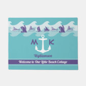 Nautisch monogram ankergolven Scheepsboot jacht Deurmat (Voorkant)