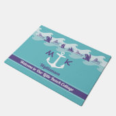 Nautisch monogram ankergolven Scheepsboot jacht Deurmat (Schuin)
