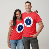 Nautisch Monogram Marine Blauw Rood Anker Cirkel T-shirt (Unisex)