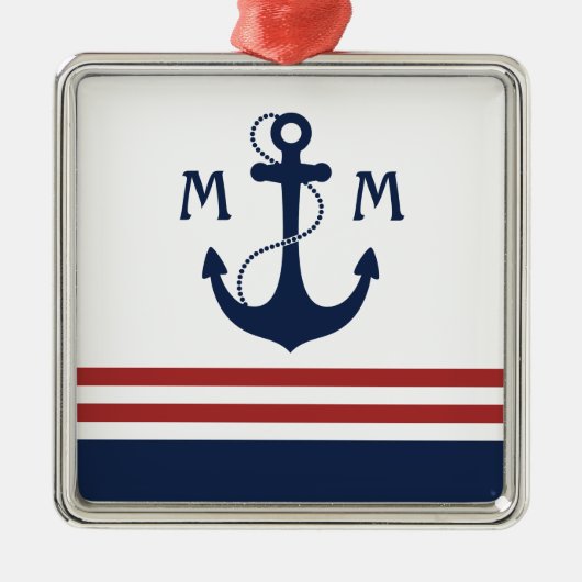 Nautisch monogram metalen ornament (Voorkant)