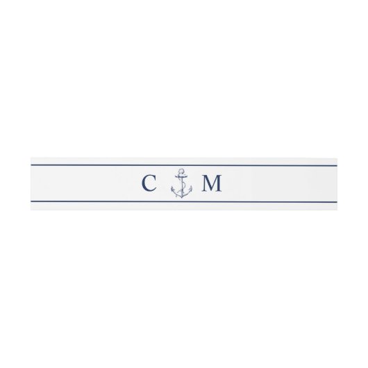Nautisch Monogram Navy Anker Bruiloft Uitnodigingen Wikkel (Vlak)