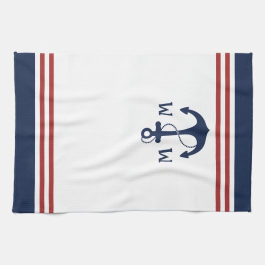 Nautisch monogram theedoek (Horizontaal)