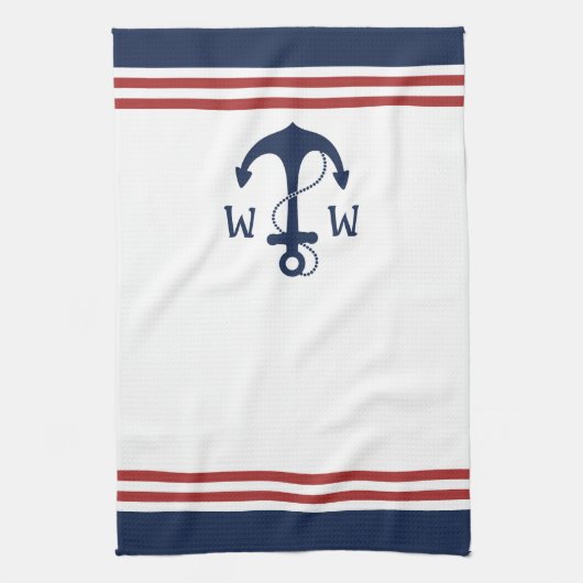 Nautisch monogram theedoek (Verticaal)