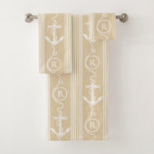 Nautisch monogram voor beukenzand bad handdoek (Insitu)