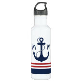 Nautisch monogram waterfles (Voorkant)