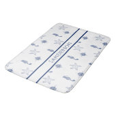 Nautisch monogram Zeepaardje Zeesterren Marine Bla Badmat (Gekanteld)