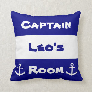 Nautisch   Navy Blue en White Anchor van de Kamer  Kussen