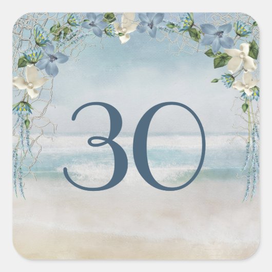Nautisch Net en Boog voor 30-jarig Jubileum Vierkante Sticker (Voorkant)