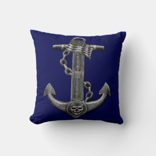 Nautisch noodlijdende ankerschedelvlag kussen