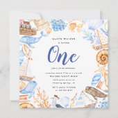 Nautisch onder de verjaardagsuitnodiging van het Z Kaart (Voorkant)