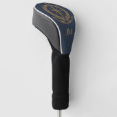 Nautisch ontwerp met gouden kompas en anker golfheadcover (Schuin)