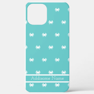 Nautisch ontwerp met witte krab op Blauwgroen blau iPhone 12 Pro Max Hoesje