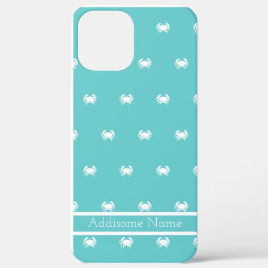 Nautisch ontwerp met witte krab op Blauwgroen blau Case-Mate iPhone Case (Achterkant)