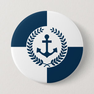 Nautisch ontwerp ronde button 7,6 cm
