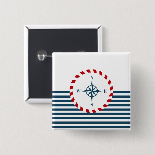 Nautisch ontwerp vierkante button 5,1 cm (Voorkant /achterkant)