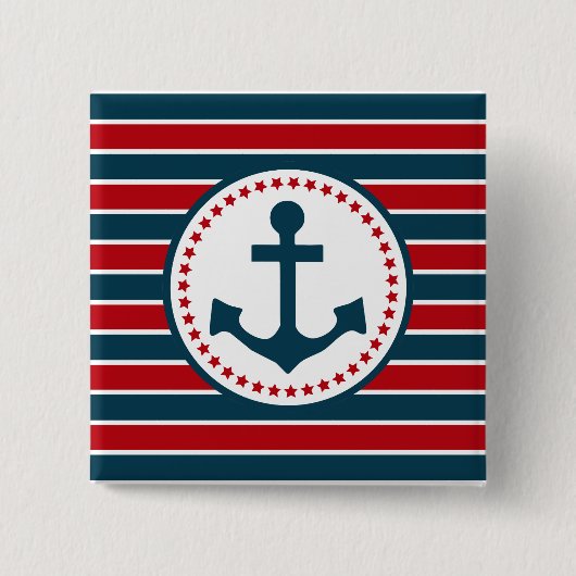 Nautisch ontwerp vierkante button 5,1 cm (Voorkant)