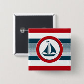 Nautisch ontwerp vierkante button 5,1 cm (Voorkant /achterkant)
