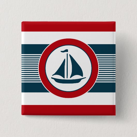 Nautisch ontwerp vierkante button 5,1 cm (Voorkant)