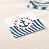 Nautisch ontwerp vierkante kartonnen onderzetter (Schuin)