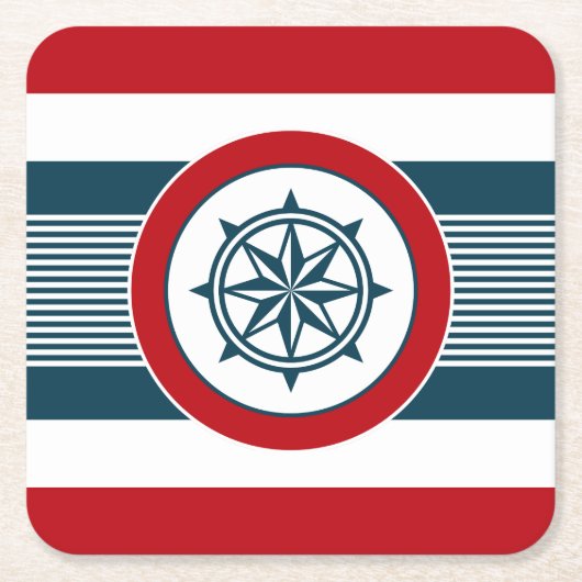 Nautisch ontwerp vierkante kartonnen onderzetter (Voorkant)