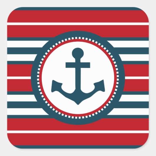 Nautisch ontwerp vierkante sticker (Voorkant)