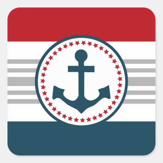 Nautisch ontwerp vierkante sticker (Voorkant)