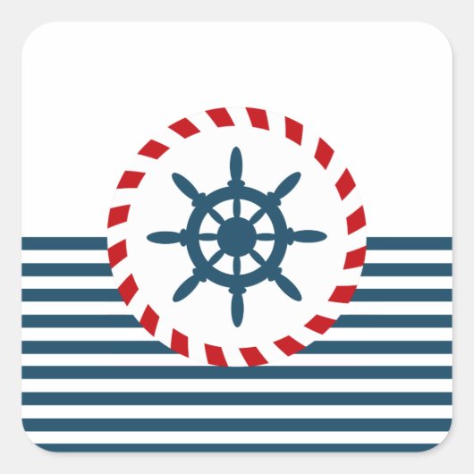 Nautisch ontwerp vierkante sticker (Voorkant)