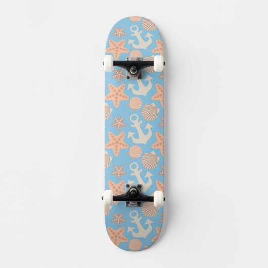 Nautisch pasteel skateboard (Voorkant)