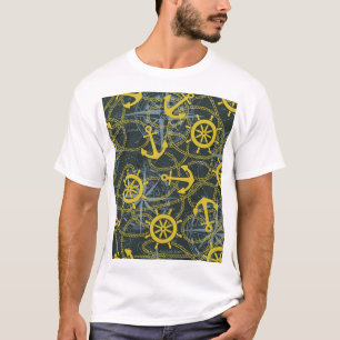 Nautisch  patroon, anker en kaart. t-shirt