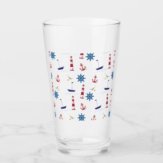 Nautisch patroon glas (Voorkant)