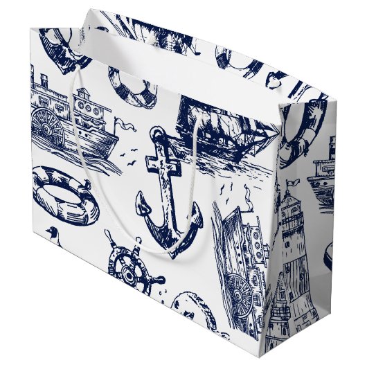 Nautisch patroon groot cadeauzakje (Achterkant Gekanteld)