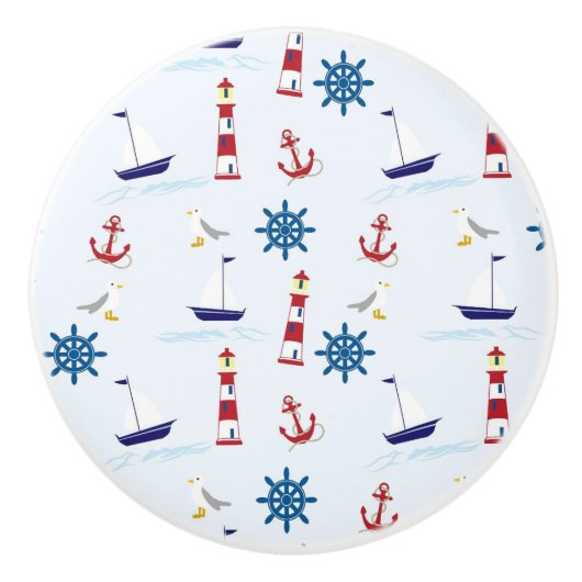 Nautisch patroon keramische knop (Voorkant)