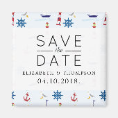 Nautisch patroon, marien patroon, sparen de datum magneet (Voorkant)