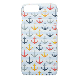Nautisch patroon met ankers iPhone 8 plus / 7 plus hoesje