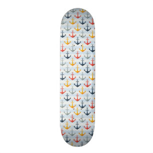 Nautisch patroon met ankers skateboard