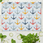 Nautisch patroon met ankers theedoek (Gevouwen)