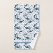 Nautisch patroon met dolfijnen en vissen bad handdoek (Handdoek)
