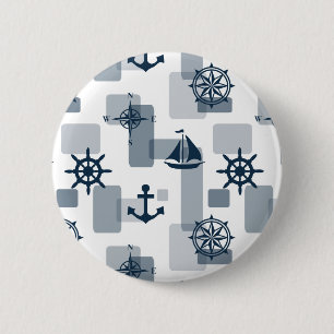 Nautisch patroon ronde button 5,7 cm