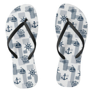 Nautisch patroon teenslippers