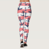 Nautisch patroon van het blauw anker van de zeesch leggings (Achterkant)
