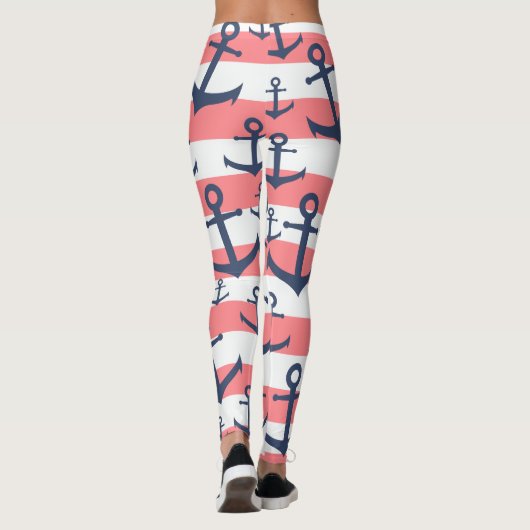Nautisch patroon van het blauw anker van de zeesch leggings (Achterkant)