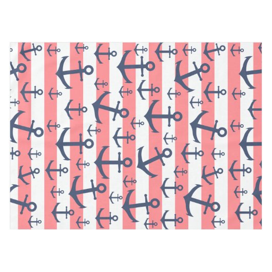 Nautisch patroon van het blauw anker van de zeesch tafelkleed (Voorkant (Horizontaal))