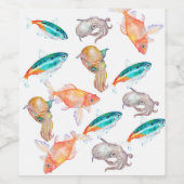 Nautisch patroon wijn etiket (Enkel label)